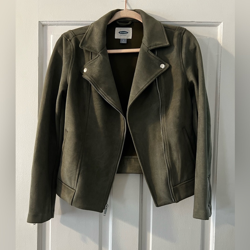 Old Navy Green Leather Jacket